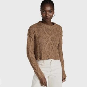 #6 Free People Tan Cable Knit Sweater